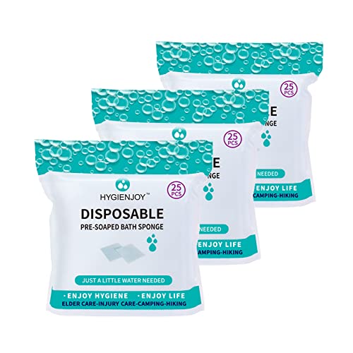 HYGIENJOYRinse Free Bathing Sponge 75 Counts Body Wipes For Adults